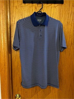 Brooks Brothers Navy and White Striped Performance Polo Size Small